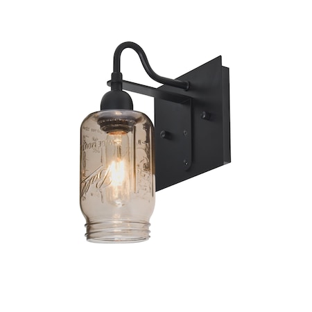 Besa Lighting Milo 4 Wall, Smoke, Black, 1x60W Incandescent 1WG-MILO4SM-BK